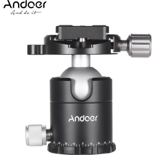 Andoer X-36S Aluminium Alloy Tripod Head Ballhead Monopod Head Adjustable Angle with storage pouch 2 mini wrench For Ball Head