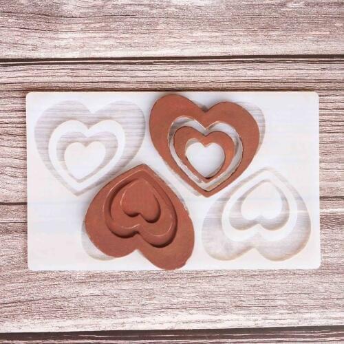 Two love Shape Chocolate Transfer Sheet Mould Cake Decorating Tools Silicone Mold Baking Stencil Chablon