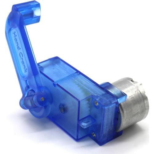 Blue Transparent 310 Hand Crank Generator for 3V Small Motor, Lighting Led Lamp Beads Mini Dynamotor Fan Model Toy Accessories