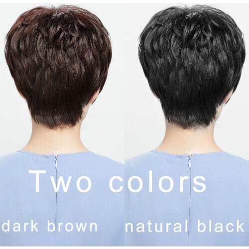Synthetic short curly Wigs for women lady mom middle age hair cap fake false hair black gift present high quality MUMUPI