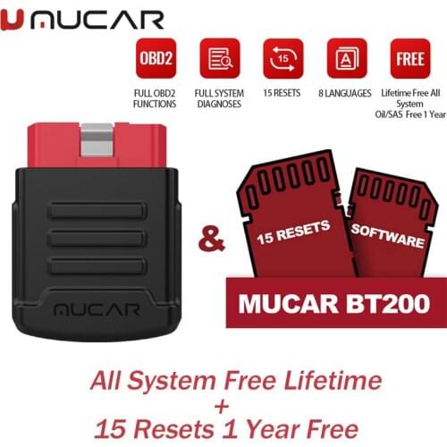 THINKCAR MUCAR BT200 Obd2 Scanner All System Free Lifetime 15 Resets Car Code Reader Diagnostic Scanner Tools Scanner Automotivo