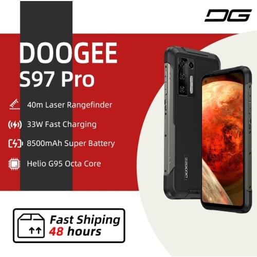 Rugged Mobile phones, DOOGEE S97 Pro 40m Laser Ranging 8GB+128GB 48MP AI Quad Camera Smartphone Helio G95 Octa Core Mobile Phone