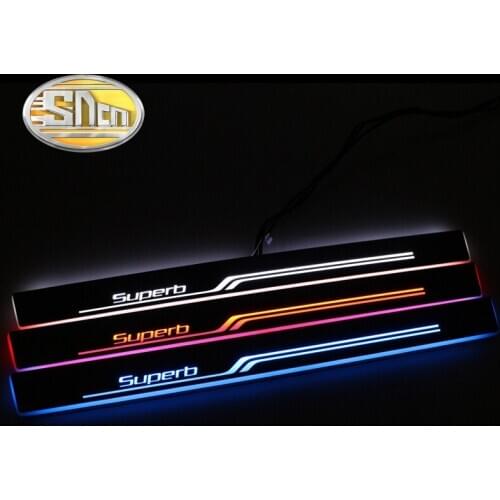 SNCN Waterproof Acrylic Moving LED Welcome Pedal Car Scuff Plate Pedal Door Sill Pathway Light For Skoda Superb 2016 2017