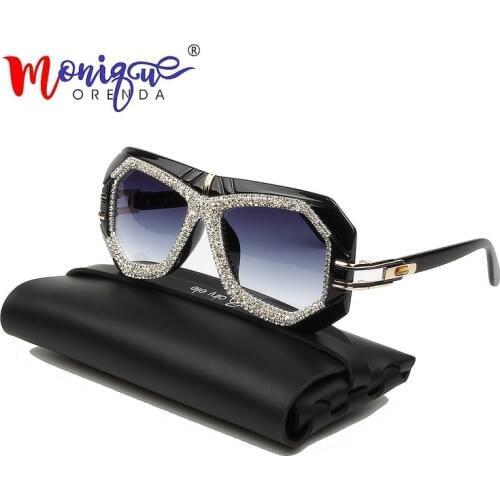 Luxury Oversize Pilot Sunglasses Women Vintage Rhinestone Brand Designer Big Frame Gradient Lens Shades for Women Oculos Female