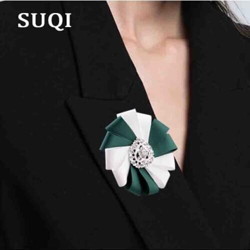 SUQI Vintage Fabric Sun flower love Brooches For Women Neck Pins Ribbon Brooch Hair decoration Jewelry Clothing Accessories Gift