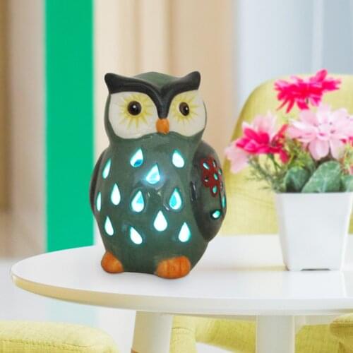 2V 40MAH LED Solar Power Light Simulation Ceramic Owl Lawn Lamp Outdoor Garden Yard Art for Home Courtyard Decoration