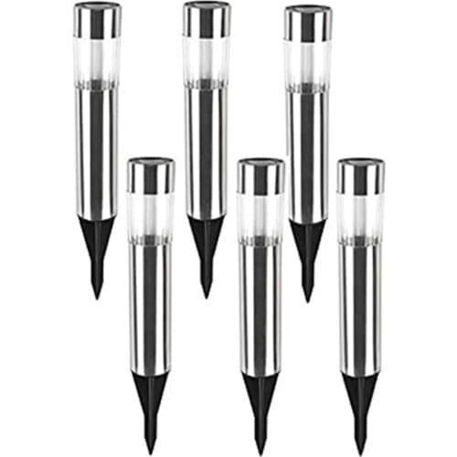 6PCS Solar Garden Light Outdoor Stainless Steel Light No Wires Yard Path LED Lamp Landscape Pathway Decoration