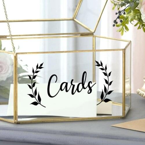 Wedding Birthday Cards With Wreath Leaves Cart Box Sticker Decal Vinyl Party Home Decor