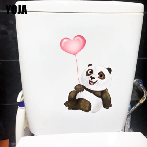 YOJA 17.3×26CM Hand Drawn Heart Balloon Panda Childrens Bedroom Decor Wall Stickers Toilet Decals T1-3189