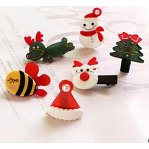 Kawaii Style Christmas Hair Clips For Girls Christmas Tree/Snowman/Hat/Dog Shape Mini Hairpin Creative Christmas Headwear