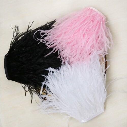 1M High Quality 2ply Natural Ostrich Feather Trim Tassels Dyed Ribbon DIY For Clothing Sewing 13-18Cm Plumes Crafts Decorations