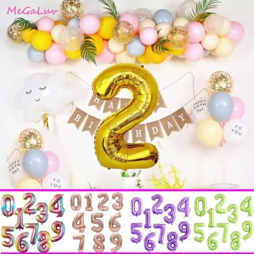 1Pc 40inch Purple Green Number Foil Ballonen 0-9 Inflatable Globos Kids Toy Birthday Party Wedding Decor Supplies Digital ball