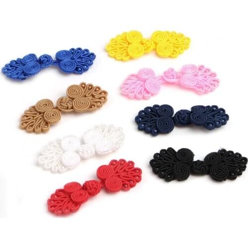 B0KB 10 Pairs Beaded Chinese Frog Closure Buttons Knot Fastener Sewing Handmade Craft