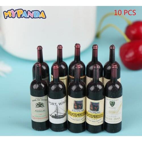 10Pcs 1/12 Dollhouse Miniature Accessories Mini Wine Bottle Set With Box Simulation Drinks Model Toys For Doll House Decoration