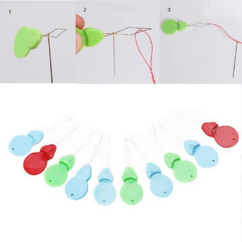 10Pcs Plastic Bow Wire Needle Threader Hand Machine Sewing Stitch Insertion Tool for knitting needles