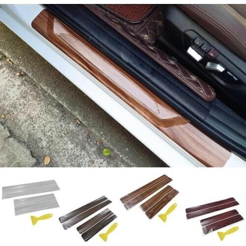 4 Pcs Car Vehicle Door Sill Protector Anti-Kick Anti-Scratch Trim Stickers Bumper Protector with Scraper