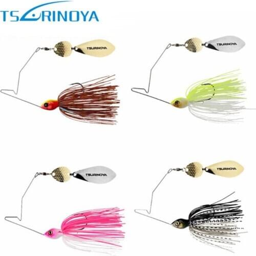 TSURINOYA 4Pcs Spinner Bait Head Weight 11g Rubber Jig Head Fishing Lure Spinnerbait Wire Bait Metal Spoon Buzzbait Barbed Hook