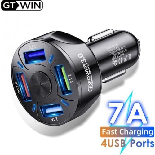 45% Hot Sales!!! Portable 4 USB Ports Mini QC3.0 Fast Charging Car Charger Adapter for Phone