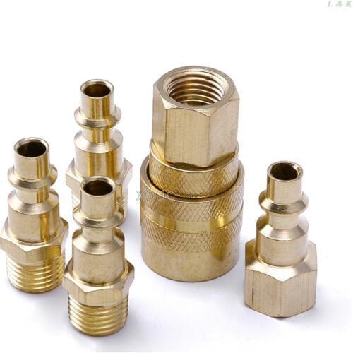 5Pcs Brass Quick Coupler Set Solid Air Hose Connector Fittings 1/4" NPT Tools M08 dropship
