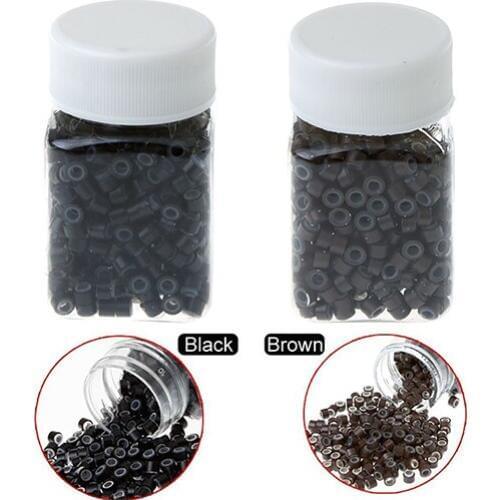 500Pcs Silicone Aluminum Micro Link Beads Rings for Feather Hair Extensions Cosmetic