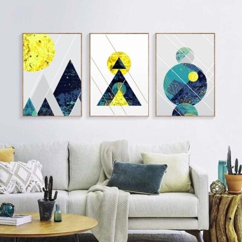 Abstract Geometric Mountain Sun Canvas Paintings Wall Art Prints Poster Living Room Decorative Paintings On The Wall Home Decor