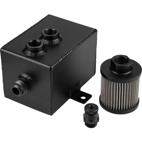 Car Modified Universal Aluminum 2L Oil Catch Can Reservoir Tank with Breather Filter Silver