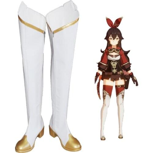 New Game Genshin Impact Cosplay Shoes Genshin Impact Amber Cosplay Boots Carnival Halloween Women Shoes Size 35-48