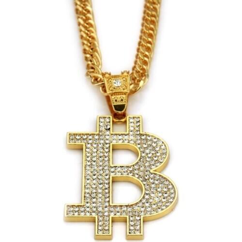 Crystal Hip-hop Letter B Pendant Necklace For Women Gold With 74cm chain Necklace Accessories