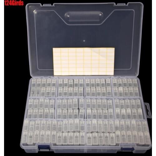 124/64Girds diamond painting accessoires Case Clear Plastic Beads Display Storage Box For Diamond Embroidery Cross Stitch Tools