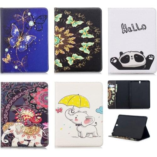 Print Flip Stand PU Leather Funda For Samsung Galaxy Tab S3 9.7 T820 T825 SM-T820 SM-T825 Tablet Shell Cover Case + Film + Pen