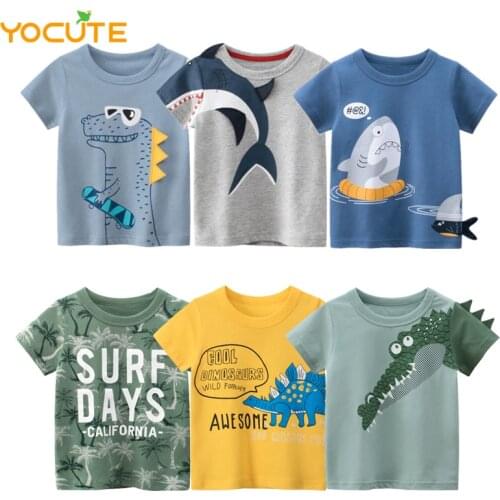 Yocute Childern T-shirt Summer 2021 New Kids Clothing Cotton Baby Boys Clothes Casual Style Cartoon Design Toddler Boy T-shirt