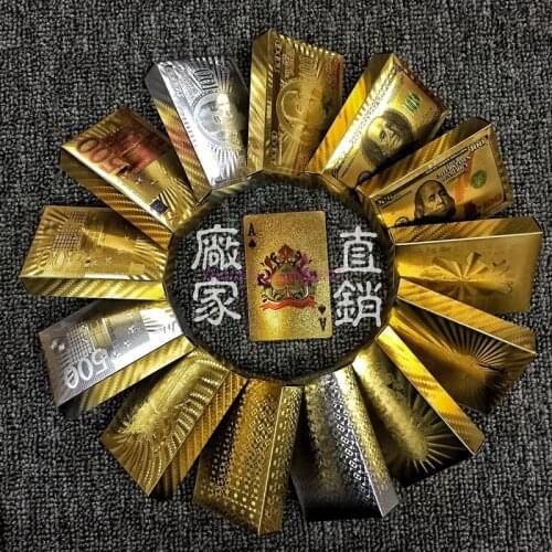 By dhl or ems 100sets Funny 24K Gold Foil Plated Poker Card Playing Card Game High-grade Sports Leisure Game Poker