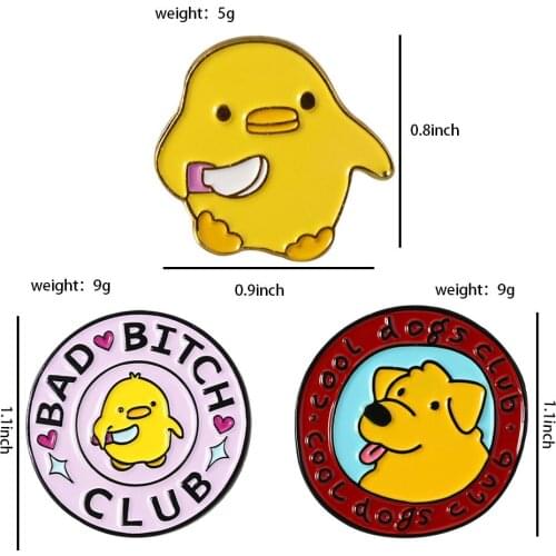 Little Yellow Chicken Enamel Pins Knife Don't Kill My Vibe Animal Jewelry Brooches Denim jeans Lapel Pins For Kids Friends