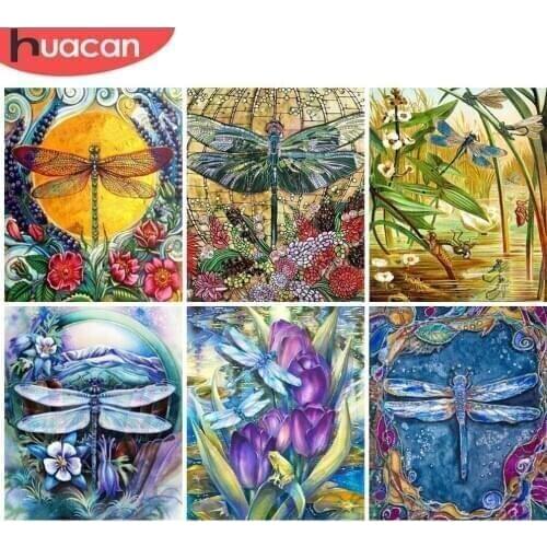 HUACAN Oil Painting By Number Animal Hand Painted Paintings Drawing On Canvas DIY Coloring By Numbers Dragonfly Kits Home Decor