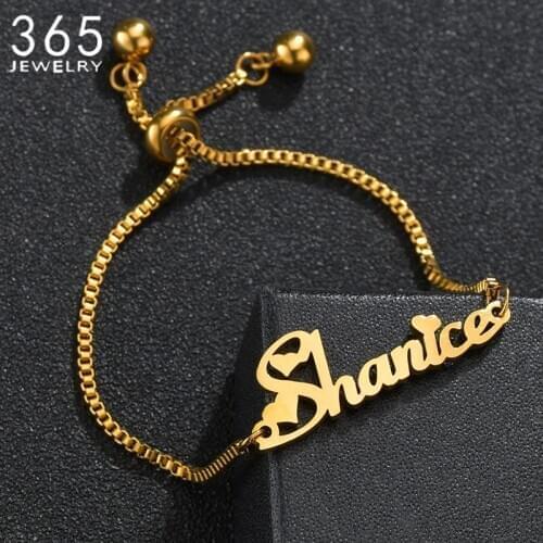 Customized Adjustable Stainless Steel Name Bracelet New Fashion Chain Letter Bracelet For Women Girls Drop Shipping Party Gift