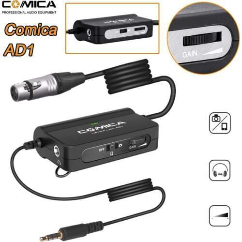 Comica AD1 Microphone for DSLR Cameras Camcorders Smartphones Phone Preamp XLR to 3.5mm Audio Adapter xlr to TRS/TRRS Adapter