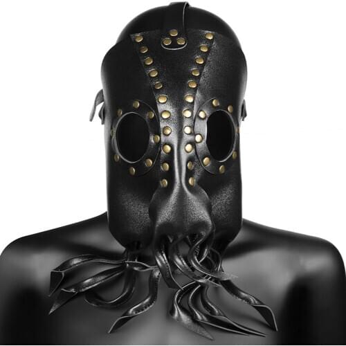 Cute and funny Octopus Demon Punk Mask Steampunk Leather Cosplay Mask Halloween 2020 Cosplay