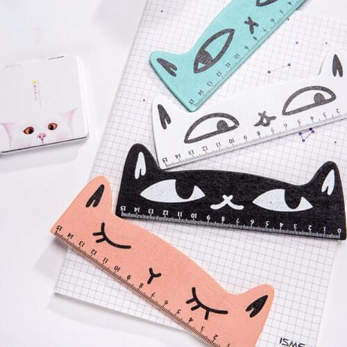 Cute Cat Wooden Ruler Kawaii Accessories Bullet Journal Straightedge Creative Cartoon Color Office School Supplies Stationery