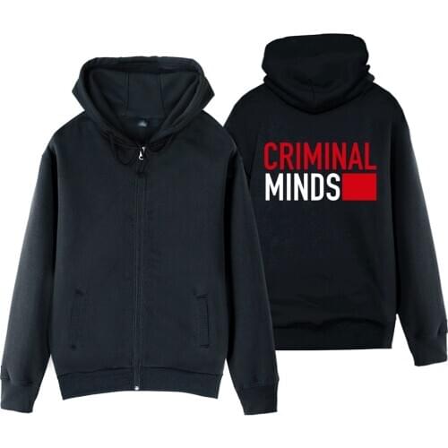 Man Boy Coat Full Zip Hoodie Criminal Minds Name Logo Fleece Hooded Jacket Autumn Winter Couple Clothes ZIIART