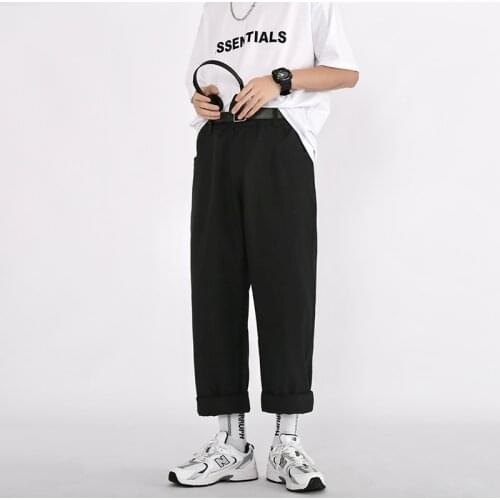 2020 Mens Simple Leisure Mens Cotton Harem Pants Loose Fashion Trend Black Color Casual Pants Male Trousers Plus Size M-XL
