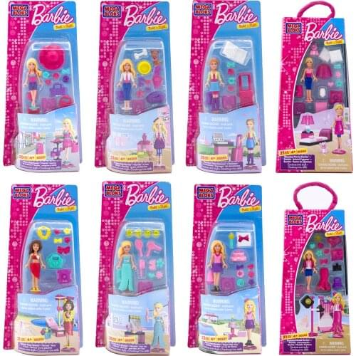 Mega Bloks Barbie Doll Set Educational Toys Fashion Doll Mini Doll Building Blocks Construction Play House Toys Childrens Gifts