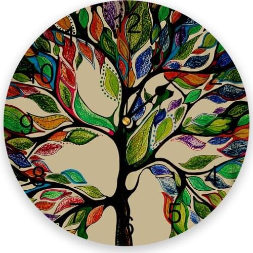Leaves Abstract Tree Of Life 3d Wall Clock Modern Design Farmhouse Decor Kitchen Vintage PVC Round Clock Living Room Decoration