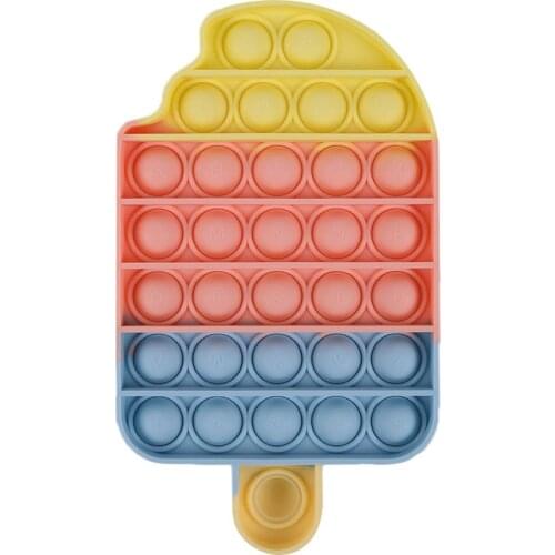 Desktop Fun Ice Cream Shaped Push Bubble Silicone Reusable Toys Children Adult Stress Reliever Fidget Squeeze Board Gift