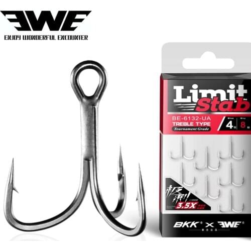 New EWE Limit Stab BE-6132-UA #4-#16 Tournament Grade Big Game Treble Hook 3.5X Super Strong Sharp Triple Fishing Seawater Hooks