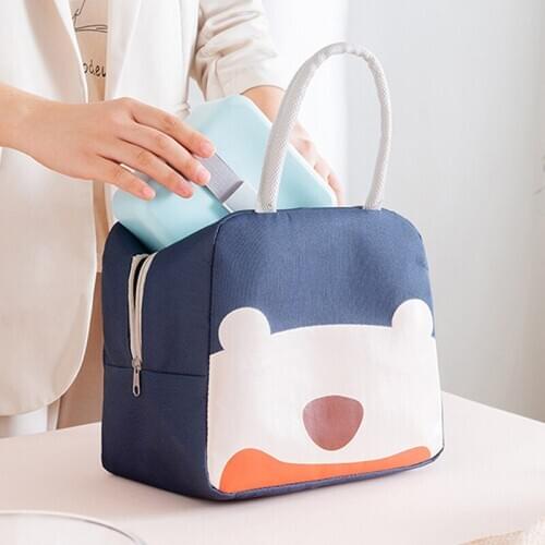New Cute Cartoon Canvas Lunch Bags Portable Insulated Thermal Cooler Bento Lunch Box Tote Picnic Storage Bag Pouch 2020