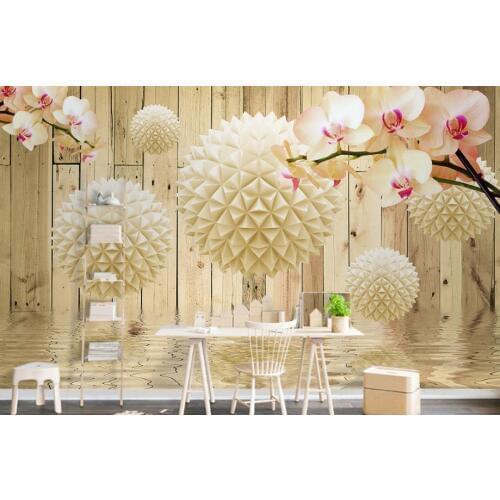 Wallpaper 8d Round ball, orchid, water pattern wall paper for living room bedroom modern