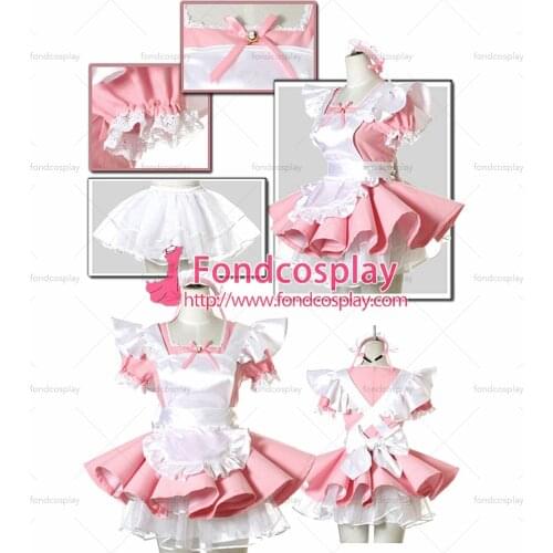 Sexy Sissy Maid Dress satin Uniform Cosplay Costume Tailor-made[CK903]