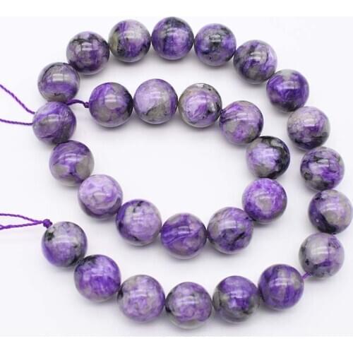Wholesale 9mm-14mm A+natural russian charoite smooth round loose beads 15.5"