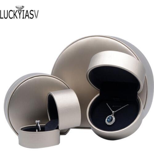 Brushed Pu Leather Bracelet Necklace Box Jewelry Box Semicircular Ring Box Pendant Box For Ring Display Jewelry Case