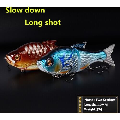 Fishing Lure Multi Jointed 2 Sections Long Shot Hard Lure Fish Bait Artificial for Freshwater and Seawater Top Water 110MM/37G